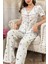 Beyaz Mor Lale Desenli Romantik Pijama Takımı 7335 2