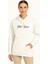 Üç Iplik Kapşonlu Ön ve Arka Baskılı Sweatshirt Hoodie- Beyaz 4