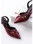 Pony Bordo Rugan ( 8 cm Topuklu ) Sivri Burun Kapalı Tokalı Arkası Açık Stiletto Ayakkabı 1