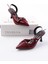 Pony Bordo Rugan ( 8 cm Topuklu ) Sivri Burun Kapalı Tokalı Arkası Açık Stiletto Ayakkabı 5