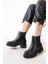 745-2137 Siyah Kalın Taban Lastikli Günlük Kadın Bot 2