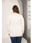Yaka Zincir Detaylı Büyük Beden Sweatshirt Ekru 5
