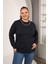 Yaka Zincir Detaylı Büyük Beden Sweatshirt Lacivert 1