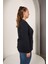 Yaka Zincir Detaylı Büyük Beden Sweatshirt Lacivert 3