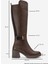 Moreni Kahve Cilt Streç Detaylı Tokalı Kadın Kalın Topuklu Çizme 6