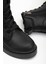 Kadın Siyah Cilt Kalın Termo Taban Bağcıklı ve Fermuarlı Bot 3