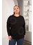 Taş ve Nakışlı Büyük Beden Sweatshirt Siyah 1