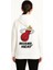 Üç Iplik Kapüşonlu Ön ve Arka Baskılı Sweatshirt Hoodie - Beyaz 3