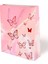 Hediyelik Karton Çanta Kelebek Temalı Varak Baskılı Saplı Kraft Çanta Pembe 10 Adet 1