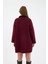 Kadın Oversize Siyah Yakalı Çift Düğmeli Teddy Kaban - Bordo 4