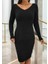 Mdb Kadın Uzun Kollu V Yaka Triko Elbise 4