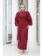 Balon Kol Bordo Tesettür Abiye Elbise 62251BR 2