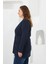 Belden Bağlamalı Örme Büyük Beden Hırka Lacivert 2