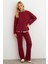 Kadın Bordo Alt Üst Pantolon Takım COL28 1