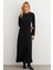 Kadın Siyah Basic Maxi Elbise COL30 4