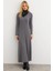 Kadın Antrasit Basic Maxi Elbise COL30 4