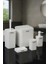 Mina Beyaz Çizgili Kare Banyo Seti Modern Stil Suya Dayanıklı 5 Parça 8