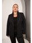 Biye Taş Detaylı Büyük Beden Ceket Siyah 1
