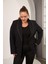 Biye Taş Detaylı Büyük Beden Ceket Siyah 4