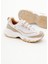 Kadın Krem Rahat Kalıp Yüksek Taban Bağcıklı Spor Ayakkabı 4