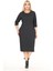 Çift Cepli Desenli Esnek Kışlık Büyük Beden Midi Elbise 11D-2718 2