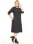Çift Cepli Desenli Esnek Kışlık Büyük Beden Midi Elbise 11D-2718 3