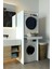 Lavanta Çamaşır ve Kurutma Makinesi Dolabı Çamaşır Sepeti Çekmeceli Banyo Dolabı Beyaz 3