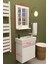 Lavanta Çamaşır ve Kurutma Makinesi Dolabı Çamaşır Sepeti Çekmeceli Banyo Dolabı Beyaz 5
