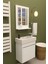 Lavanta Çamaşır ve Kurutma Makinesi Dolabı Çamaşır Sepeti Çekmeceli Banyo Dolabı Beyaz 6