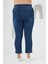 Büyük Beden Taş Detay Denim Kapri Lacivert 5