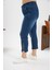 Büyük Beden Taş Detay Denim Kapri Kim. Mavi 3