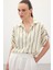 Keten Karışımlı Çizgili Gömlek - Haki 3