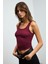 Lıllesol Kadın Fitilli Görünümlü Slim Fit Vücuda Oturan Havuz Yakalı Pamuklu Basic Bordo Atlet 1
