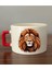 Aslan Baskılı Kırmızı Kulplu Fincan - Seramik Çay, Kahve Hediyelik Bardağı 1