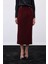 Süs Düğmeli Tüvit Kalem Etek - Bordo 7