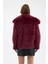Kadın Peluş Kürk Premium Mont Bordo 4