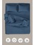 Pamuk Saten Çift Kişilik Nevresim Takımı Lastikli Çarşaflı Rahat Kullanım Indigo Renk 200X220 2