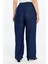 Paça Düğme Detaylı Beli Lastikli Büyük Beden Tnsel Pantolon Lacivert 6