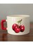 Kiraz Görselli Kırmızı Kulplu Fincan Seramik Kupa - Seramik Çay, Kahve Hediyelik Bardağı 1