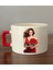 Kadın ve Elinde Çiçek Görselli Kırmızı Kulplu Fincan Seramik Kupa 1