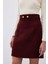 Düğme Detaylı Mini Tüvit Etek - Bordo 7