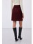Düğme Detaylı Mini Tüvit Etek - Bordo 8