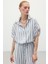 Çizgili Kısa Kol Gömlek - Lacivert 3