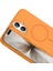 iPhone 17 Uyumlu Kılıf Edi Silikon M-Safe Şarj Özellikli Turuncu 2