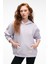 Clarıe Kadın Organik Pamuklu Oversize Kanguru Cepli Kapüşonlu Lila Sweatshirt 1