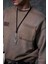 Erkek Bisiklet Yaka Cep Detaylı Sweatshirt Kahverengi 7