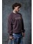 Erkek Oversize Yazı Baskılı Sweatshirt Kahverengi 4