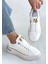 Hley Beyaz Rugan Paraşüt Detaylı Bağcıklı Spor Ayakkabı - Lisinya 1