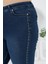 Yanları Taş Baskılı Büyük Beden Kot Pantolon Mavi 2