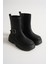 Kadın Siyah Kalın Eva Taban Kemer Toka Detaylı Fermuarlı Bot 4